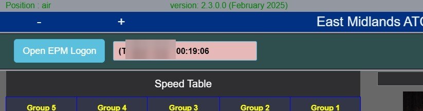 Detail of the MEIDS interface showing the position indicator, version number and EPM logon strip